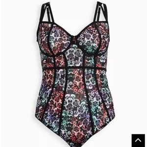 Nwt 2x Torrid Mirror Skull Print Mesh Underwire Bodysuit